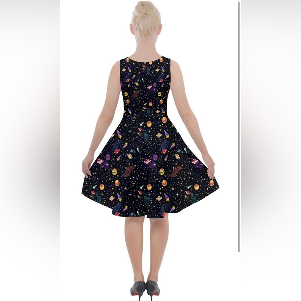 Galaxy Print Black Dress - Picture 2 of 6